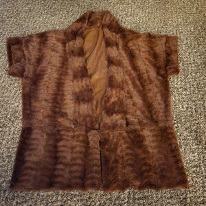 Howard's Shortsleeve Cozy Faux Fur Jacket Cardigan Brown One Size